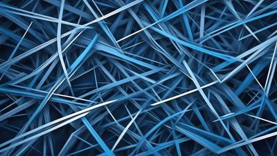 The primary subject of the image is a blue, textured background with a pattern of blue and white stripes. The setting appears to be a dark room, with the blue and white stripes creating a visually striking and unique pattern. The visual style of the image is a combination of digital art and illustration, as the blue and white stripes are intricately arranged and create a sense of depth and dimension. The colors and mood of the image are predominantly blue and white, with a slightly moody atmosphere due to the