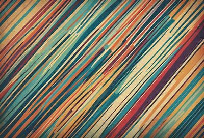 The primary subject of the image is a colorful, multicolored striped pattern. The setting is a wall, and the visual style is a combination of a photo and a digital art. The dominant colors are blue, red, and yellow, creating a vibrant and lively atmosphere.