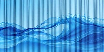 The primary subject of the image is a blue wave, which is the main focus of the scene. The wave is depicted in a digital art style, giving it a modern and visually appealing appearance. The setting is a blue curtain, which serves as the backdrop for the wave. The overall atmosphere of the image is calm and serene, with the blue wave creating a sense of tranquility and relaxation.