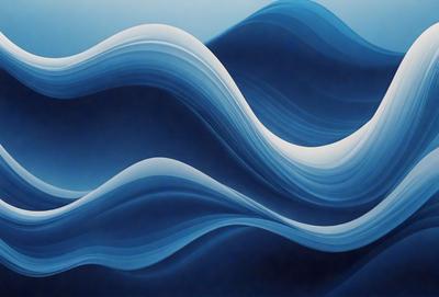 The primary subject of the image is a large wave, which is the main focus of the scene. The wave is depicted in a blue and white color scheme, giving it a dynamic and powerful appearance. The setting is a vast ocean, with the wave crashing against the surface. The visual style of the image is a painting, which adds a sense of depth and artistic expression to the scene. The colors and mood of the painting evoke a sense of adventure and excitement, as the viewer is drawn into the world of the