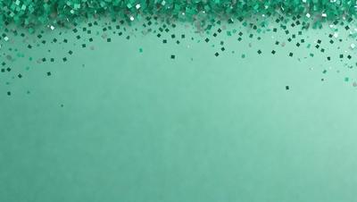 The primary subject of the image is a green background with a pattern of green and silver glittery stars. The setting is a large, open space with a green surface. The visual style is a combination of a photo and digital art, creating a unique and eye-catching design. The colors and mood of the image are predominantly green and silver, giving it a vibrant and lively atmosphere.