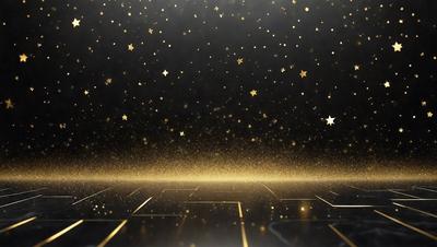 The primary subject of the image is a starry night sky. The setting is a black background with a star-filled sky, creating a sense of depth and space. The visual style is a combination of a photo and digital art, as the image is a blend of real-life elements and artistic elements. The colors and mood of the image are predominantly dark and moody, with the stars providing a sense of wonder and mystery.