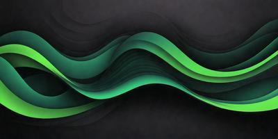 The primary subject of the image is a green wave or a green water-like pattern. The setting is a dark background, which creates a contrast with the green wave. The visual style appears to be a digital art or illustration, as the wave is depicted in a detailed and artistic manner. The colors and mood of the image are predominantly green, giving it a calm and soothing atmosphere.