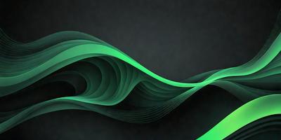 The primary subject of the image is a green wave or a green water-like pattern. The setting is a dark background, which contrasts with the green wave. The visual style appears to be a digital art or illustration, as the wave is depicted in a detailed and artistic manner. The colors and mood of the image are predominantly green, creating a sense of calmness and tranquility.