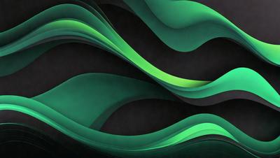 The primary subject of the image is a green and black abstract art piece. The setting is a black background, which contrasts with the vibrant green and black colors of the artwork. The visual style is a combination of digital art and illustration, creating a unique and eye-catching design. The colors and mood of the image are predominantly green and black, giving it a modern and contemporary feel.
