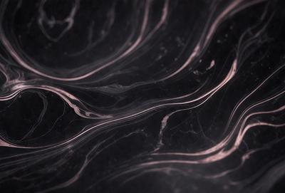 The primary subject of the image is a close-up of a marble surface with a swirling pattern. The setting is a dark background, which contrasts with the marble's natural color. The visual style is a combination of a photo and a digital art, as the marble's texture is captured in a realistic manner while the swirling pattern is digitally created. The colors and mood of the image are predominantly dark, with the marble's natural color being the main focus.