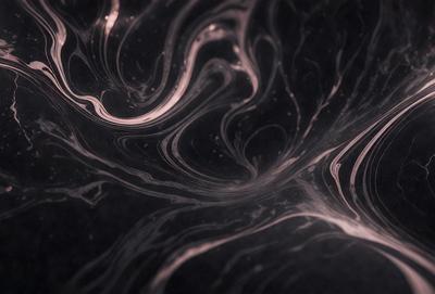The primary subject of the image is a swirling, flowing pattern of dark and light colors. The setting is a black background, which contrasts with the swirling pattern. The visual style appears to be a combination of a photo and digital art, as the swirling pattern is both detailed and artistic. The colors and mood of the image are dynamic and captivating, with the swirling pattern creating a sense of movement and energy.