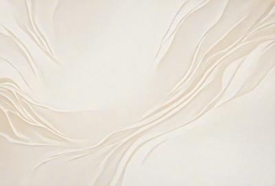The primary subject of the image is a white wall with a pattern of waves or ripples. The setting is a room with a white background, and the visual style appears to be a combination of a photo and a digital art or illustration. The dominant colors are white and gray, creating a clean and minimalist atmosphere.