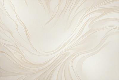 The primary subject of the image is a white wall with a pattern of swirls and waves. The setting is a room with a white background, and the visual style appears to be a combination of a photo and a drawing. The dominant colors are white and beige, creating a clean and calming atmosphere.
