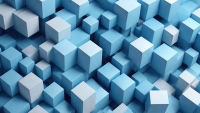 The primary subject of the image is a blue and white checkered pattern. The setting is a blue background, and the visual style is a digital art or illustration. The dominant colors are blue and white, creating a calm and soothing atmosphere.