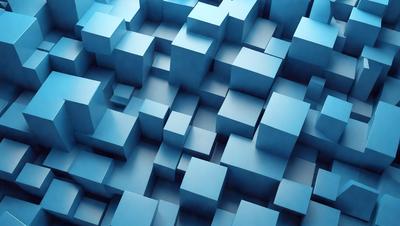 The primary subject of the image is a blue, three-dimensional grid pattern. The setting is a blue background, which creates a visually appealing contrast with the grid pattern. The visual style is a digital art or illustration, as the grid pattern is created using a computer or digital tools. The colors and mood of the image are predominantly blue, giving it a calm and serene atmosphere.