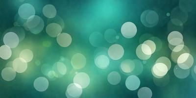 The primary subject of the image is a close-up of a green background with a pattern of white circles. The setting appears to be a dark room, and the visual style is a combination of a photo and digital art. The dominant colors are green and white, creating a calm and serene atmosphere.