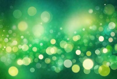The primary subject of the image is a bright green background with a pattern of green and yellow lights. The setting appears to be a lush green environment, possibly a forest or a field. The visual style of the image is a combination of a photo and digital art, creating a vibrant and colorful scene. The dominant colors in the image are green and yellow, giving it a lively and energetic atmosphere.