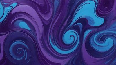 The primary subject of the image is a purple and blue swirling pattern, which appears to be a digital art or illustration. The setting is a blue background, and the visual style suggests that it is a digital artwork or a painting. The dominant colors in the image are purple and blue, creating a calming and soothing atmosphere.