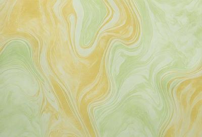 The primary subject of the image is a green and yellow swirling pattern on a wall. The setting is a room with a green and yellow wallpaper, which adds a vibrant and lively atmosphere to the space. The visual style of the image is a combination of digital art and illustration, creating a unique and eye-catching design. The dominant colors in the image are green and yellow, which are used to create a sense of movement and energy in the pattern.
