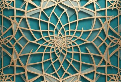 The primary subject of the image is a wooden design or pattern, which is displayed on a blue background. The visual style of the image is a combination of a photo and a digital art or illustration, giving it a unique and intricate appearance. The colors and mood of the image are predominantly blue and white, creating a sense of calmness and elegance.