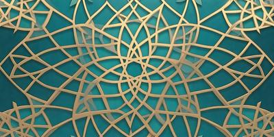 The primary subject of the image is a decorative design featuring a blue background and a pattern of interconnected circles. The setting is a wall, and the visual style appears to be a combination of digital art and illustration. The dominant colors are blue and gold, creating a sense of harmony and balance in the design.