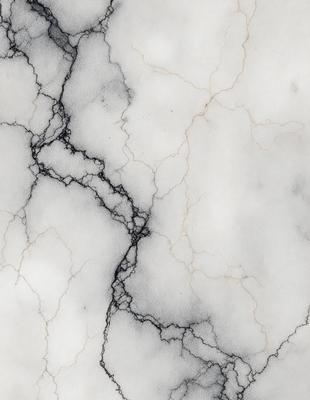 The image features a marble surface with a white and grey color scheme. The marble has a cracked and textured appearance, giving it a unique and natural look. The primary subject of the image is the marble surface, which serves as the backdrop for the scene. The visual style of the image is a close-up of the marble, showcasing its intricate details and patterns. The colors and mood of the image are predominantly neutral, with the white and grey tones creating a calm and serene