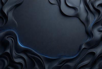 The primary subject of the image is a blue and black patterned surface. The setting is a dark room, and the visual style appears to be a digital art or illustration. The dominant colors are blue and black, creating a moody and dramatic atmosphere.