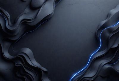 The primary subject of the image is a blue and black background with a blue light streak. The setting is a dark, moody environment, possibly a futuristic or industrial space. The visual style is a combination of digital art and illustration, creating a striking and unique visual effect. The colors and mood convey a sense of mystery and intrigue, with the blue light streak adding an element of surprise and interest to the overall composition.