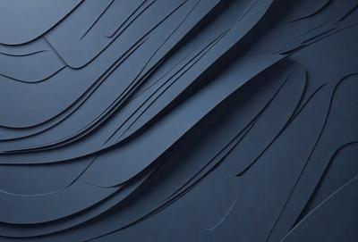 The primary subject of the image is a blue surface with a pattern of waves. The setting is a dark blue background, and the visual style appears to be a combination of a photo and a digital art or illustration. The dominant colors are blue and black, creating a calm and serene atmosphere.