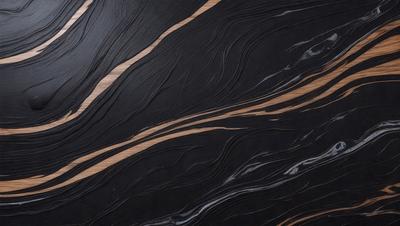 The primary subject of the image is a wooden table with a black and brown striped pattern. The setting is a close-up view of the table, showcasing the intricate design of the wood grain. The visual style is a realistic representation of the table, capturing the natural beauty of the wood. The colors and mood of the image are a combination of black, brown, and natural wood tones, creating a warm and inviting atmosphere.