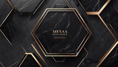The primary subject of the image is a black and gold marble pattern. The setting is a black and gold marble background, which creates a luxurious and elegant atmosphere. The visual style is a digital art, as it is a well-crafted and detailed design. The colors and mood are predominantly black and gold, giving the image a sophisticated and high-end appearance.