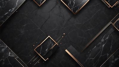 The primary subject of the image is a black and gold marble pattern. The setting is a black and gold marble wall, which serves as the background. The visual style is a combination of digital art and illustration, creating a unique and eye-catching design. The dominant colors are black and gold, giving the image a luxurious and sophisticated mood.