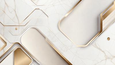 The image features a white marble surface with a gold border. The surface is covered with a pattern of gold and white squares, creating a visually appealing and luxurious appearance. The gold border adds a touch of elegance and sophistication to the overall design.