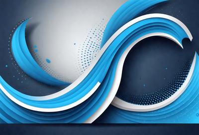 The primary subject of the image is a blue and white wave design. The setting is a blue background, and the visual style appears to be a digital art or illustration. The dominant colors are blue and white, creating a calm and soothing atmosphere.