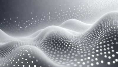 The primary subject of the image is a wave, which is the main object, scene, or focus of the image. The wave is depicted in a digital art style, with a patterned background. The colors and mood of the image are predominantly black and white, giving it a modern and minimalist appearance.