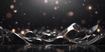 The primary subject of the image is a series of curved lines, which appear to be made of metal or have a metallic texture. The setting is a dark background, which contrasts with the lines, creating a visually striking composition. The visual style of the image is a combination of photo and digital art, as it captures the intricate details of the curved lines while maintaining a modern and artistic appearance. The colors and mood of the image are predominantly dark, with the metallic lines providing a