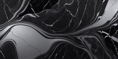 The primary subject of the image is a black marble countertop with a patterned design. The setting is a kitchen, and the visual style is a close-up of the countertop. The colors and mood of the image are dark and moody, with the black marble countertop being the dominant feature.