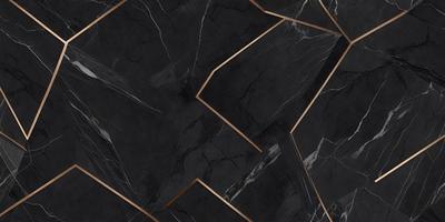 The primary subject of the image is a black and gold marble pattern. The setting is a black background, and the visual style is a close-up of the marble pattern. The colors and mood of the image are predominantly black and gold, creating a sophisticated and elegant atmosphere.