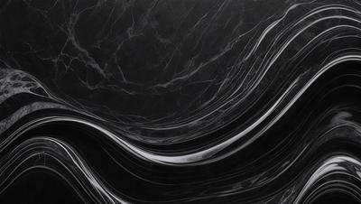 The primary subject of the image is a black and white marble pattern. The setting is a dark background, which contrasts with the marble pattern. The visual style is a combination of a photo and a drawing, creating a unique and artistic representation of the marble pattern. The colors and mood of the image are predominantly dark, with the marble pattern being the main focus and source of visual interest.