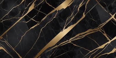 The primary subject of the image is a marble surface with a gold-colored pattern. The setting is a black background, which contrasts with the gold and marble. The visual style is a close-up of the marble surface, showcasing the intricate gold pattern. The colors and mood of the image are elegant and sophisticated, with the gold and black creating a luxurious and timeless atmosphere.