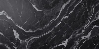 The primary subject of the image is a black and white marble pattern. The setting is a black background, and the visual style is a close-up of the marble pattern. The colors and mood of the image are predominantly black and white, creating a classic and elegant atmosphere.