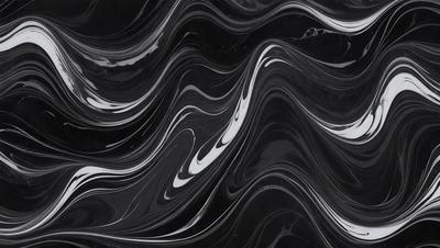 The primary subject of the image is a black and white patterned marble countertop. The setting is a kitchen, with the countertop being the main focus of the scene. The visual style is a close-up of the marble countertop, showcasing its intricate pattern. The colors and mood of the image are predominantly black and white, giving it a classic and elegant appearance.