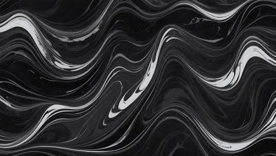 The primary subject of the image is a black and white marble pattern. The setting is a black background, which contrasts with the marble pattern. The visual style is a close-up of the marble pattern, showcasing its intricate details. The colors and mood of the image are predominantly black and white, giving it a classic and elegant appearance.