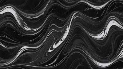 The primary subject of the image is a black and white marble pattern. The setting is a black background, and the visual style appears to be a photo or a digital art piece. The dominant colors are black and white, creating a classic and elegant atmosphere.