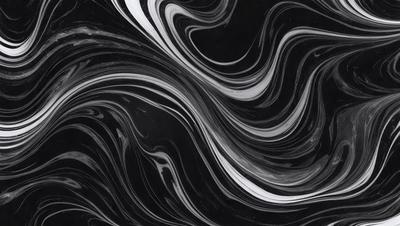 The primary subject of the image is a black and white swirl pattern, which appears to be a digital art or illustration. The setting is a black background, and the visual style gives the impression of a painting or drawing. The dominant colors are black and white, creating a bold and striking pattern. The overall atmosphere of the image is dynamic and visually engaging.