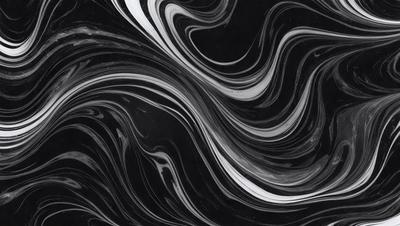 The primary subject of the image is a black and white swirl pattern, which appears to be a digital art or illustration. The setting is a black background, and the visual style gives the impression of a painting or drawing. The dominant colors are black and white, creating a bold and striking pattern. The overall atmosphere of the image is dynamic and visually engaging.