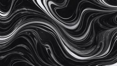 The primary subject of the image is a black and white swirl pattern, which appears to be a digital art or illustration. The setting is a black background, and the visual style gives the impression of a painting or drawing. The dominant colors are black and white, creating a bold and striking pattern. The overall atmosphere of the image is dynamic and visually engaging.