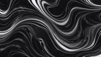 The primary subject of the image is a black and white swirl pattern, which appears to be a digital art or illustration. The setting is a black background, and the visual style gives the impression of a painting or drawing. The dominant colors are black and white, creating a bold and striking pattern. The overall atmosphere of the image is dynamic and visually engaging.