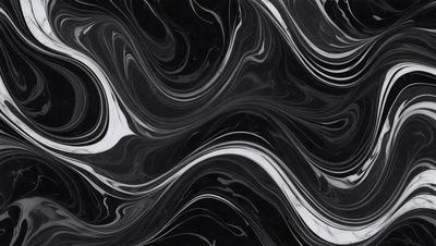 The primary subject of the image is a black and white marble pattern. The setting is a black background, which contrasts with the marble pattern. The visual style is a combination of a photo and a digital art, illustration, or drawing. The dominant colors are black and white, creating a classic and elegant atmosphere.
