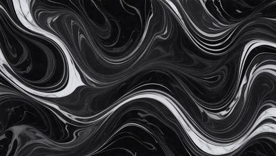 The primary subject of the image is a black and white marble pattern. The setting is a black background, which contrasts with the marble pattern. The visual style is a combination of a photo and a digital art, illustration, or drawing. The dominant colors are black and white, creating a classic and elegant atmosphere.
