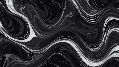 The primary subject of the image is a black and white marble pattern. The setting is a black background, which contrasts with the marble pattern. The visual style is a combination of a photo and a digital art, creating a unique and intricate design. The colors and mood of the image are predominantly black and white, giving it a classic and elegant appearance.