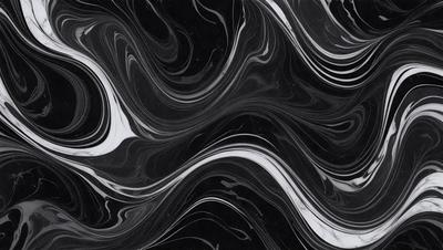 The primary subject of the image is a black and white marble pattern. The setting is a black background, which contrasts with the marble pattern. The visual style is a combination of a photo and a digital art, illustration, or drawing. The dominant colors are black and white, creating a classic and elegant atmosphere.