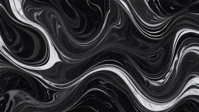 The primary subject of the image is a black and white marble pattern. The setting is a black background, which contrasts with the marble pattern. The visual style is a combination of a photo and a digital art, illustration, or drawing. The dominant colors are black and white, creating a classic and elegant atmosphere.