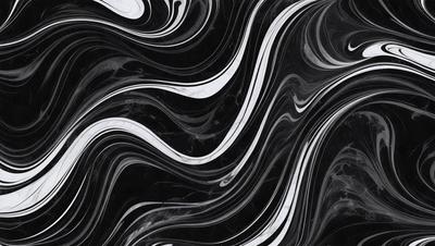 The primary subject of the image is a black and white patterned design, which appears to be a digital art or illustration. The setting is a black background, and the visual style is a combination of artistic and textured elements. The dominant colors are black and white, creating a bold and striking appearance. The overall atmosphere of the image is modern and visually appealing.